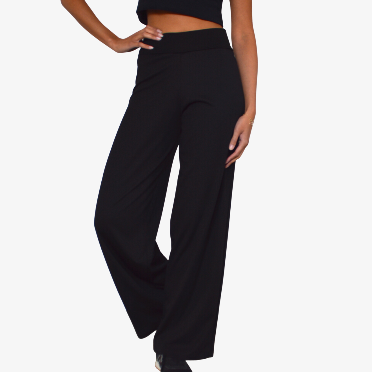 Basic zwarte broek met extra hoge taille
