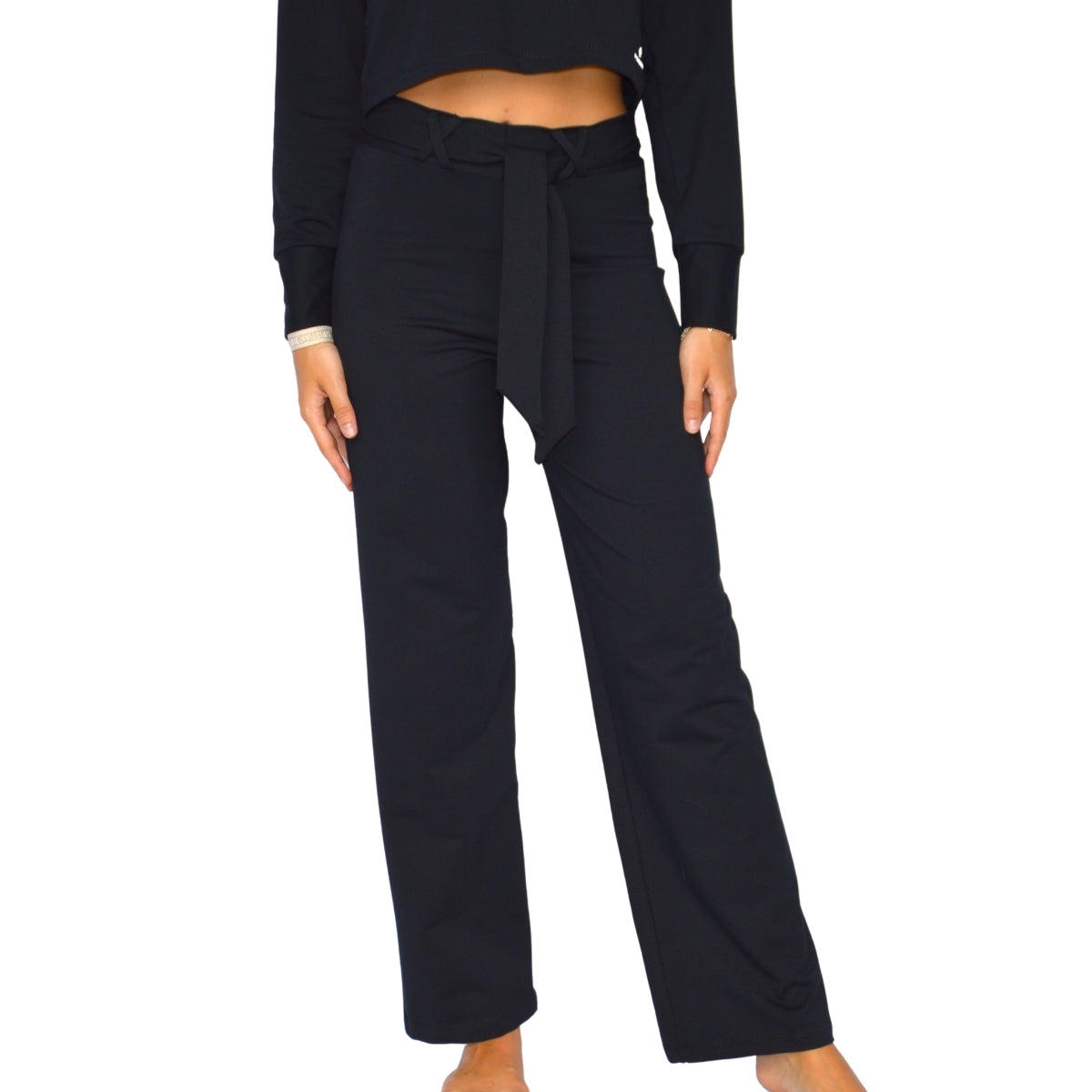 Flared broek met riempje