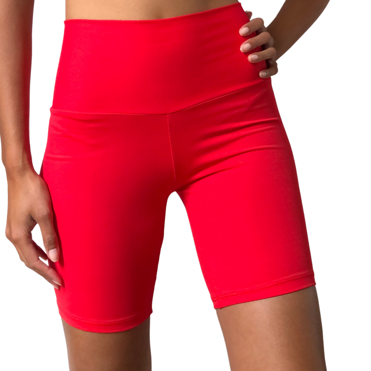 Rode biker short met hoge taille