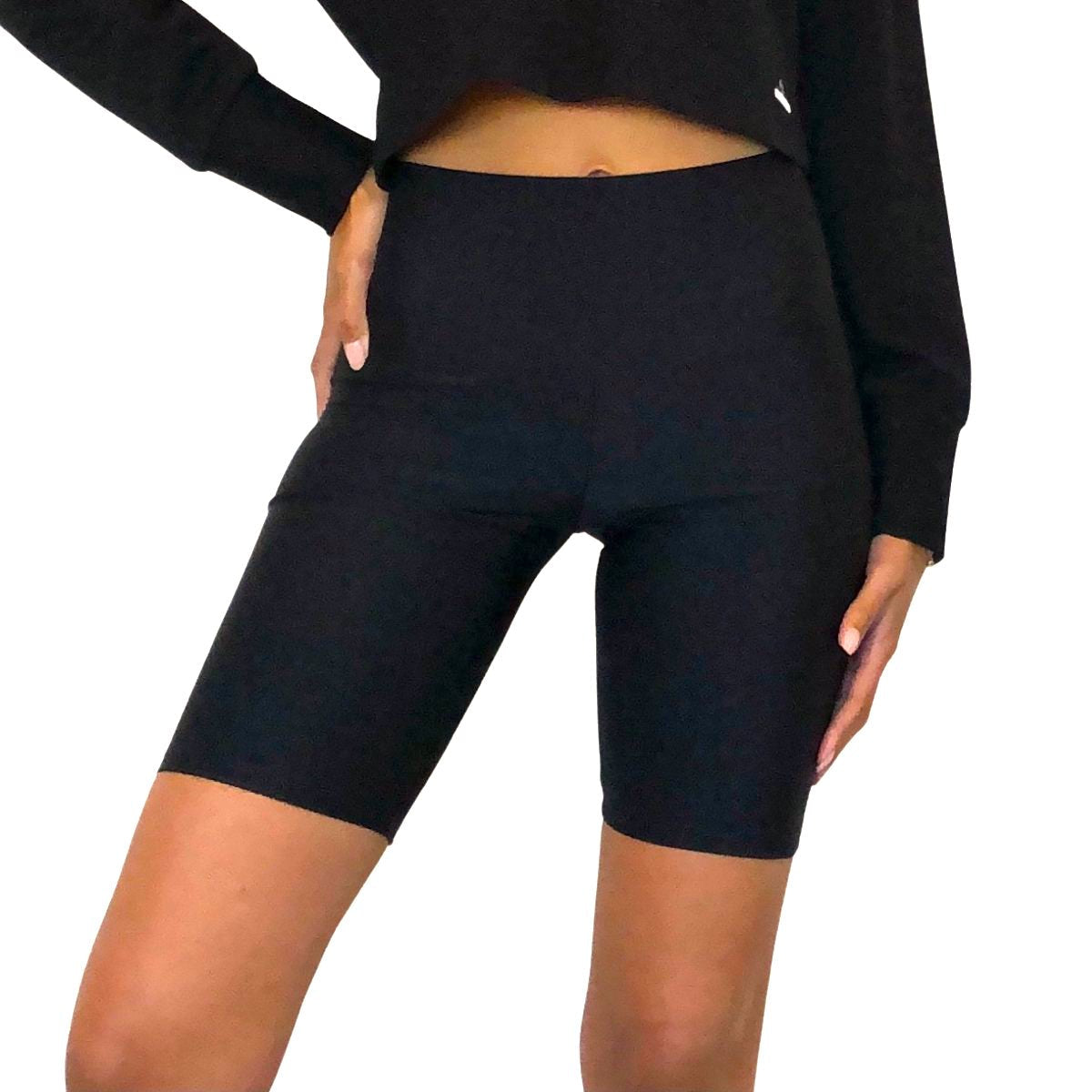 Zwarte biker short met hoge taille