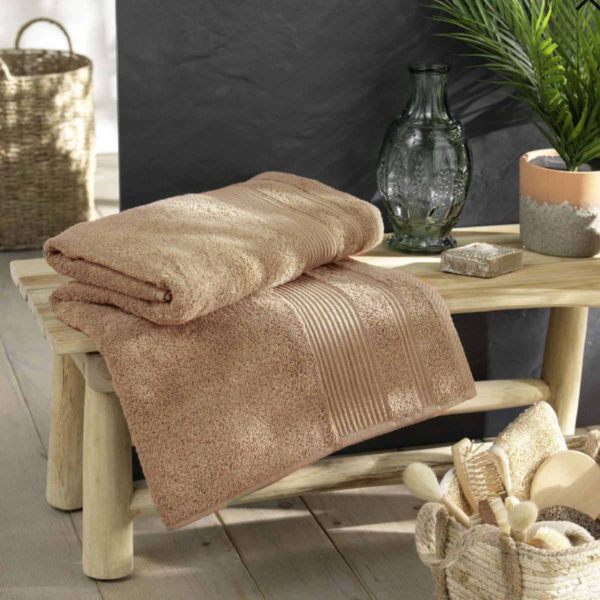 Luxe beige handdoeken set met Jade steen